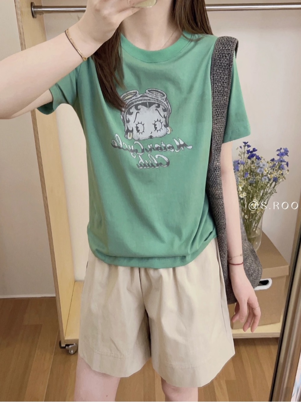 Korean Green Graphic Betty Print T-Shirt